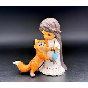 🌿 Precious Moments Native American Girl & Fox Figurine – Tribal Spirit Edition